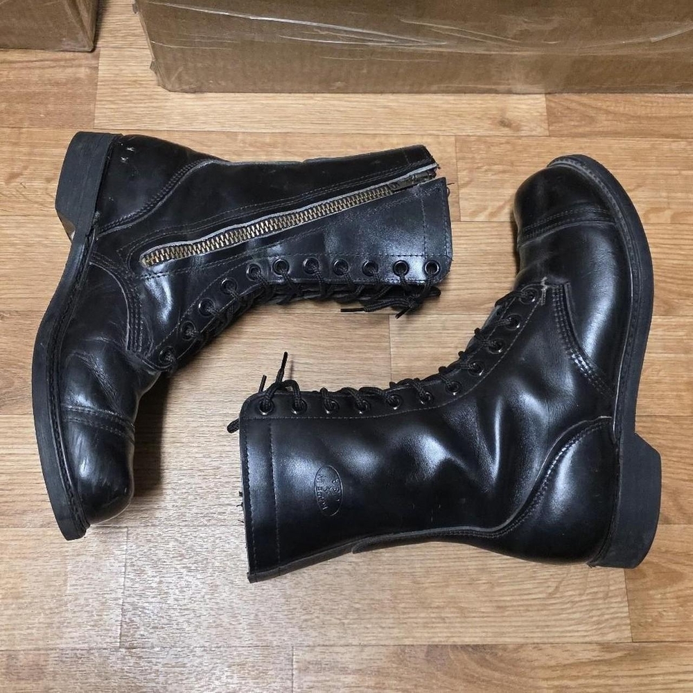 Vintage Black Combat Military Boots Made in USA READ!
